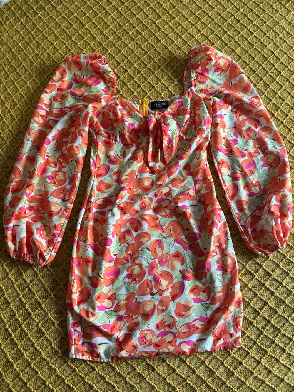 Cider Orange & Pink Floral Mini Dress